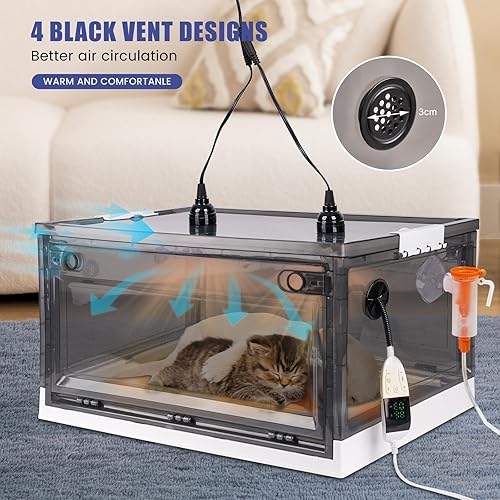 Miniatura 6 de Incubadora de cachorros con calefacción y oxigenador, incubadora para cachorros, incubadora de gatitos, incubadora de perros para cachorros,