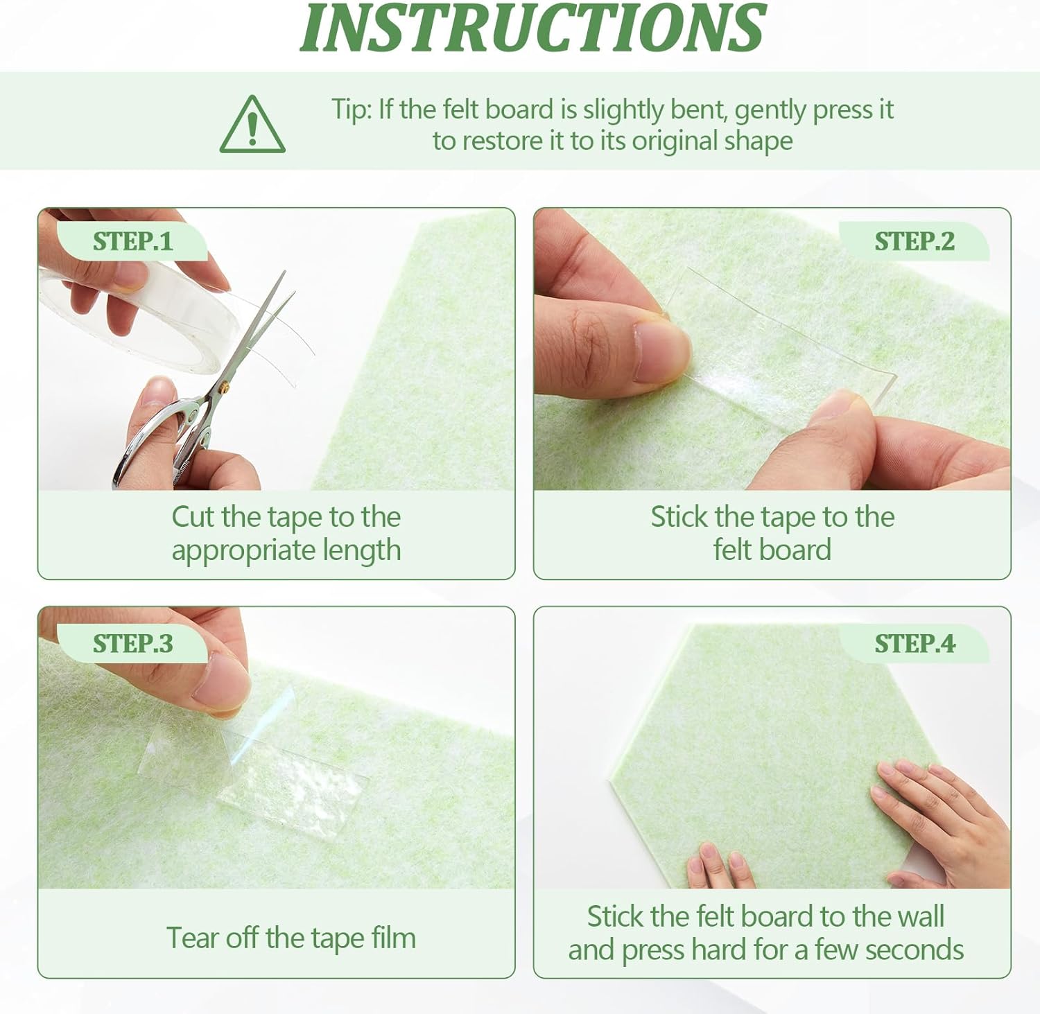 Mindsoft 16 Pcs Hexagon Cork Board for Walls with 50 Wooden Push Pins 12x10 in Felt DIY Tiles Notice with Nano Tape Hanging Bulletin Board for Home Photo Office Memo Note (Green)