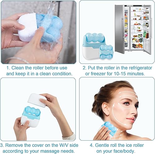 Miniatura 5 de Rodillo de hielo para cara y ojos, masajeador facial de cabeza de duelo para aliviar la hinchazón ocular, migraña, dolor, lesiones menores,