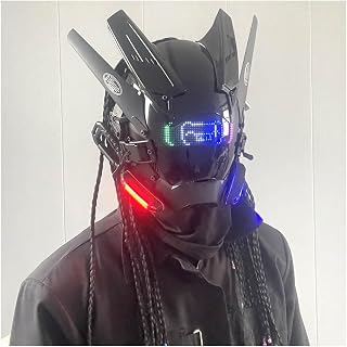 IeKei Casco punk, máscara punk, conexión Bluetooth, Halloween, festival de música, patrones personalizados, trenzado Mech, coleta, regalos geniales
