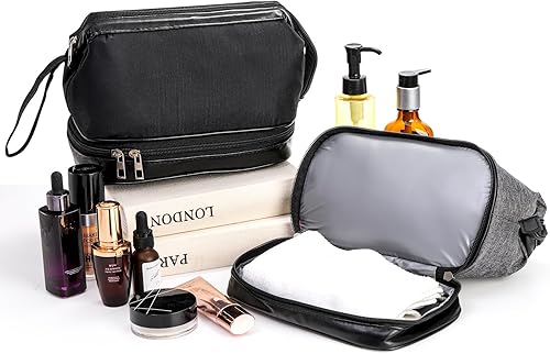 Miniatura 3 de Goaste Paquete de 2 bolsas de aseo para hombres, organizador de viaje colgante, bolsa de afeitar resistente al agua con gran capacidad, bolsa de