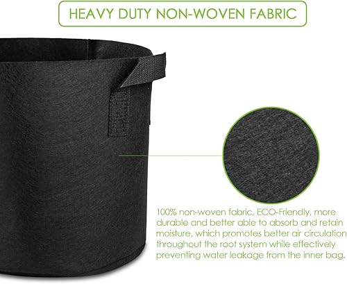 Miniatura 3 de Bolsas de cultivo de 1 a 30 galones, macetas de tela para plantas no tejida gruesa, contenedor resistente con asas