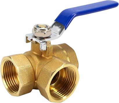 3 Way Valve 1 Inch DN25 Brass Ball Valve T Port T-Type Three-Way Tap Standard Port NPT Female Thread Pipe Valve for Water Oil and Steam