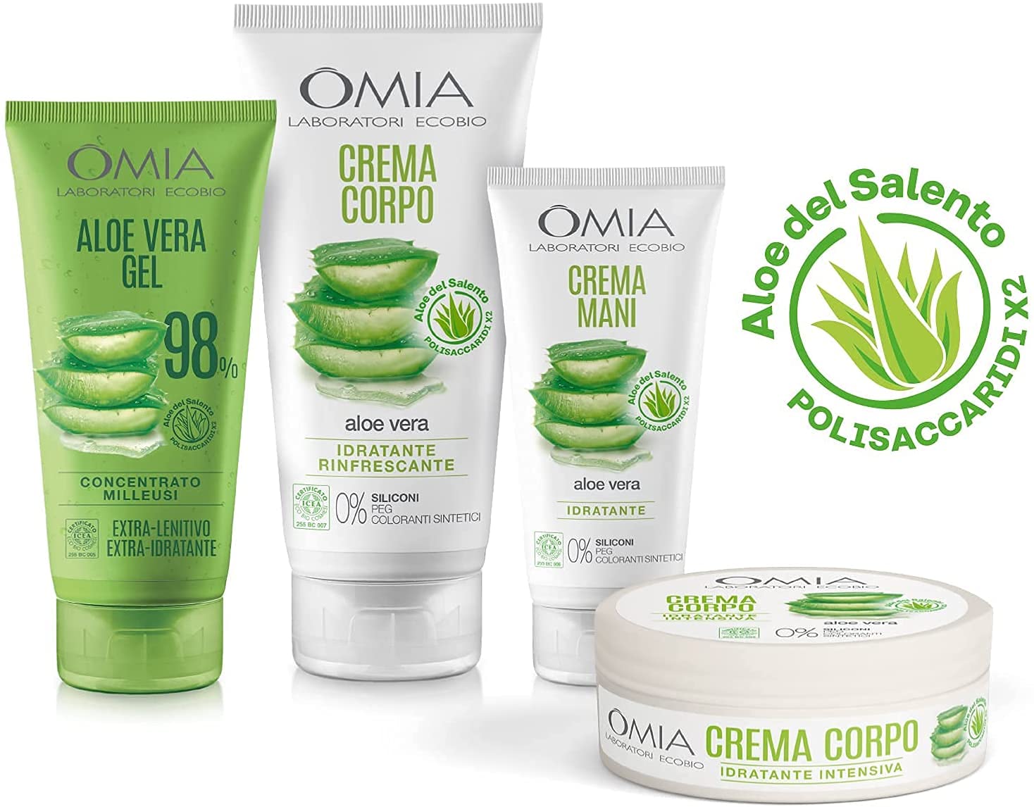 Omia Organic Body Cream with Aloe Vera 200 Ml. (6.76 Fl.Oz.) [Italian Product]