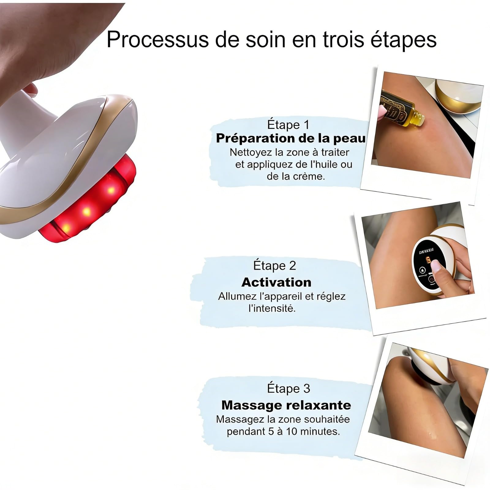 Vacuvia SculptGlow 4-in-1Appareil Anti-Cellulite – Massage par Ventouse et Palper-Rouler pour – Raffermit la Peau d’Orange sur Cuisses, Ventre et Fesses (Doré)