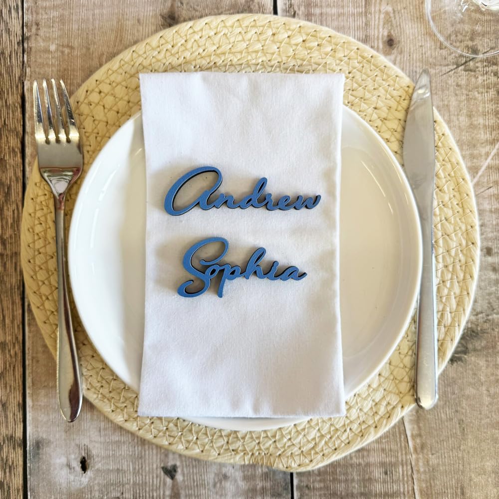 Wooden Persoanlsied Place Name, Wedding Table Setting Name, Colour Match with HEX Code, Wedding Favours, Small Childrens Craft Name Tags, Party Place Names, Laser Cut Names (Font 4)