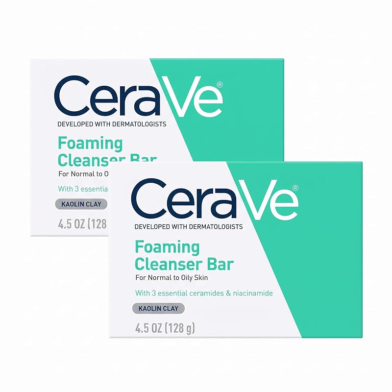 CeraVe Barra de limpeza facial e corporal sem sabão, sem fragrância, para pele oleosa, Pacote com 2