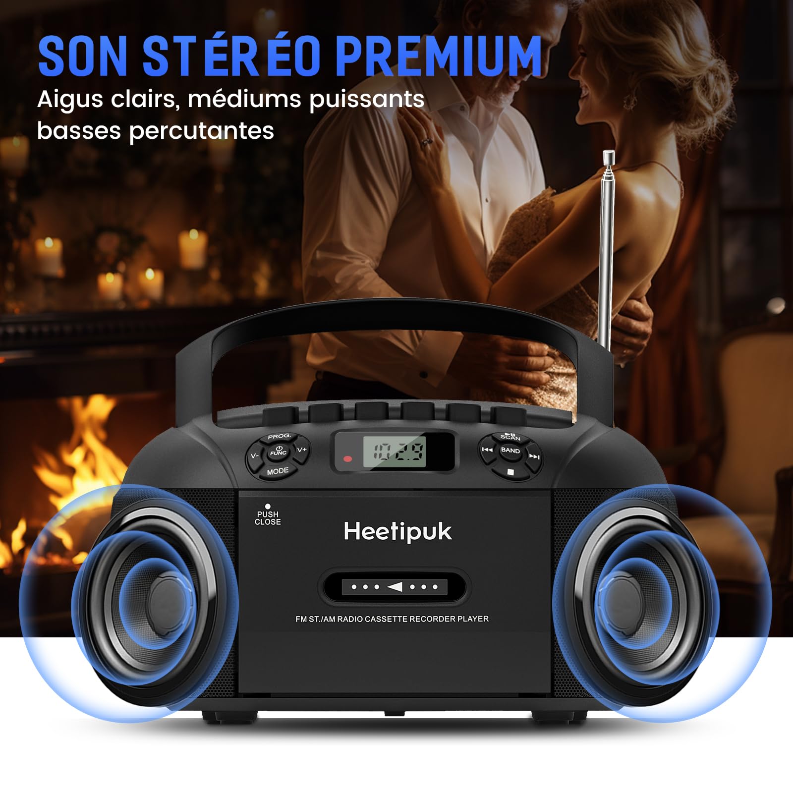 Radio Cassette CD Portable, CD66 Lecteur CD Bluetooth, Poste CD Cassette Radio avec Entrée Audio USB/AUX, Haut-Parleur Boombox, Lecture MP3 pour Adulte et Enfant