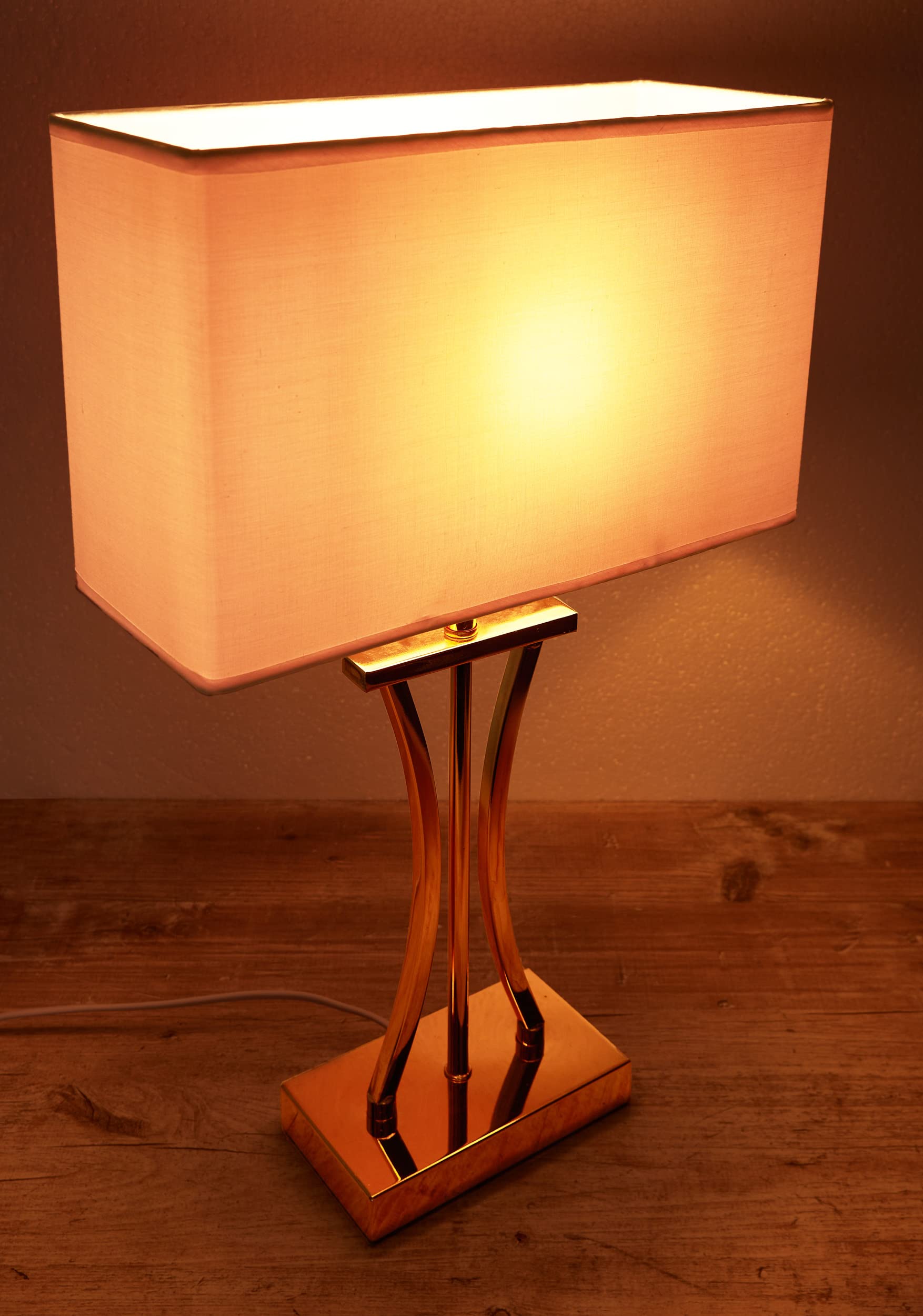 Brubaker Set di 2 Lampade da Tavolo o da Comodino Golden Column - Lampada da Tavolo in Metallo Vintage - Altezza 50 cm, Oro Bianco