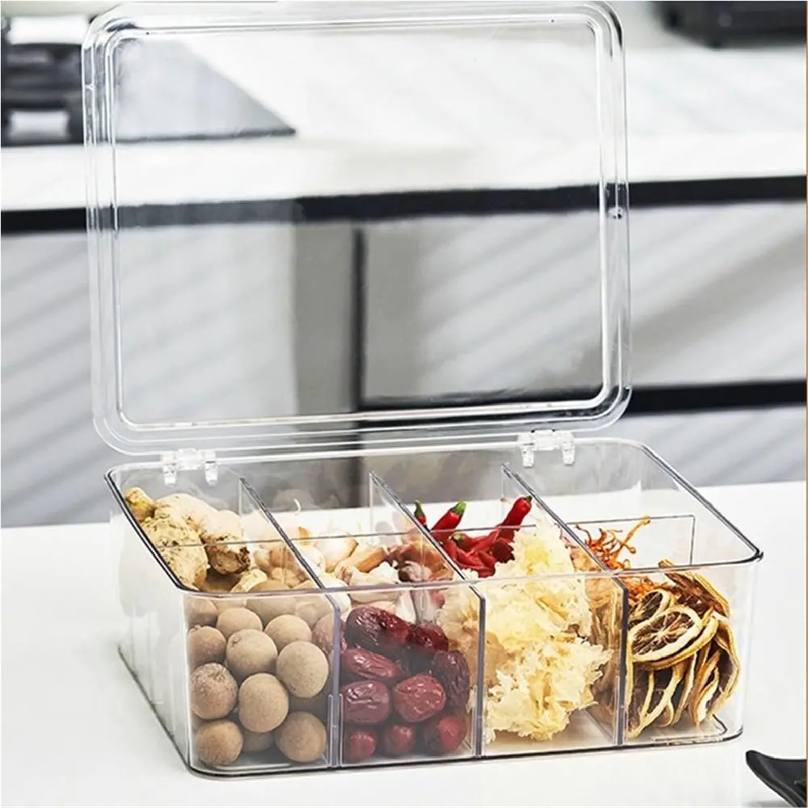 Organisateur De Sachets De Thé Boîte de rangement de sachets de thé en plastique, 2 pièces, boîte de rangement empilable transparente avec couvercle, conteneur de stockage organisateur de café(L)
