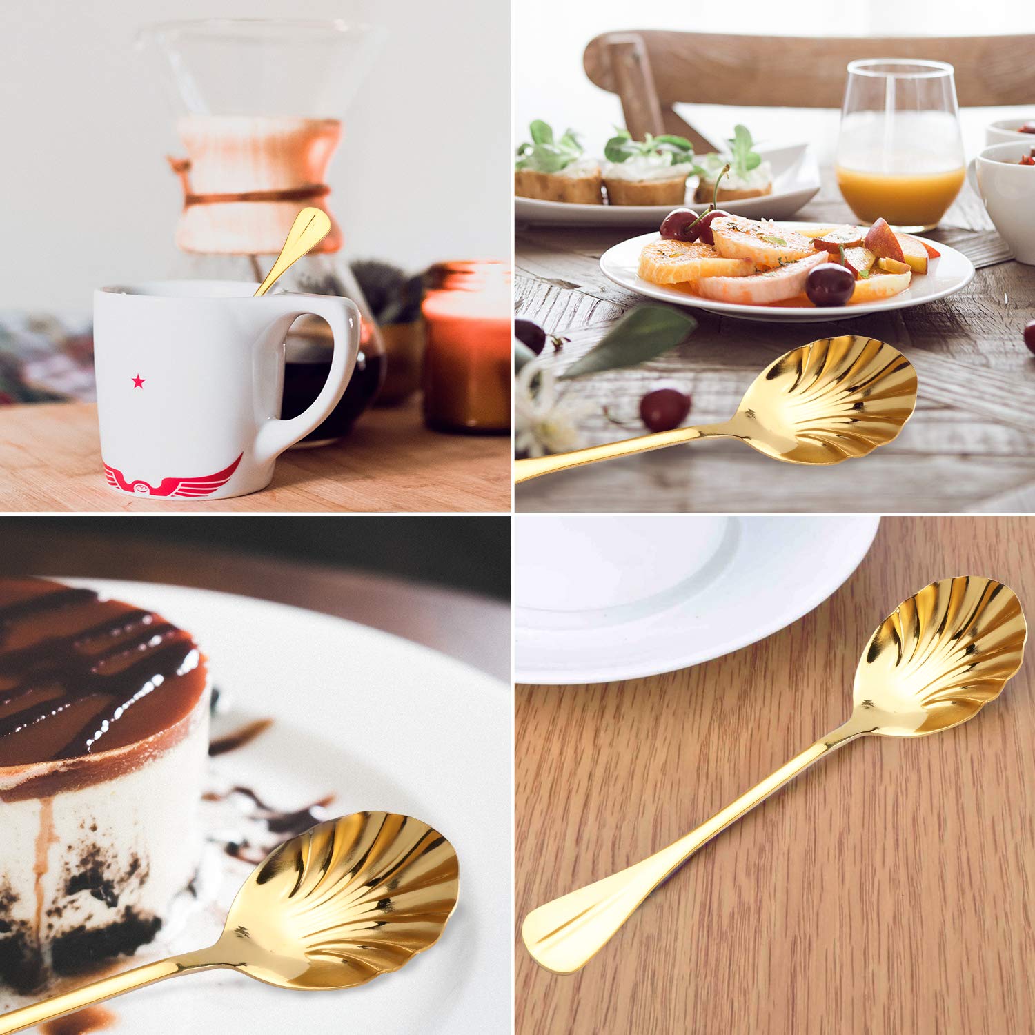 Stainless Steel Mini Coffee Espresso Spoon, Dessert Teaspoons Small Soup Spoons, Silver Cute Animals Coffee Spoon, 5.6 Inch, Set Of 4 | SHEIN