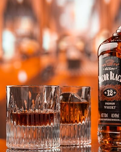 Miniatura 7 de Juego de 2 vasos de whisky de fondo grueso, 7 onzas, vasos de whisky antiguos de cristal para bar en casa, vasos de cóctel de bourbon pesados, para