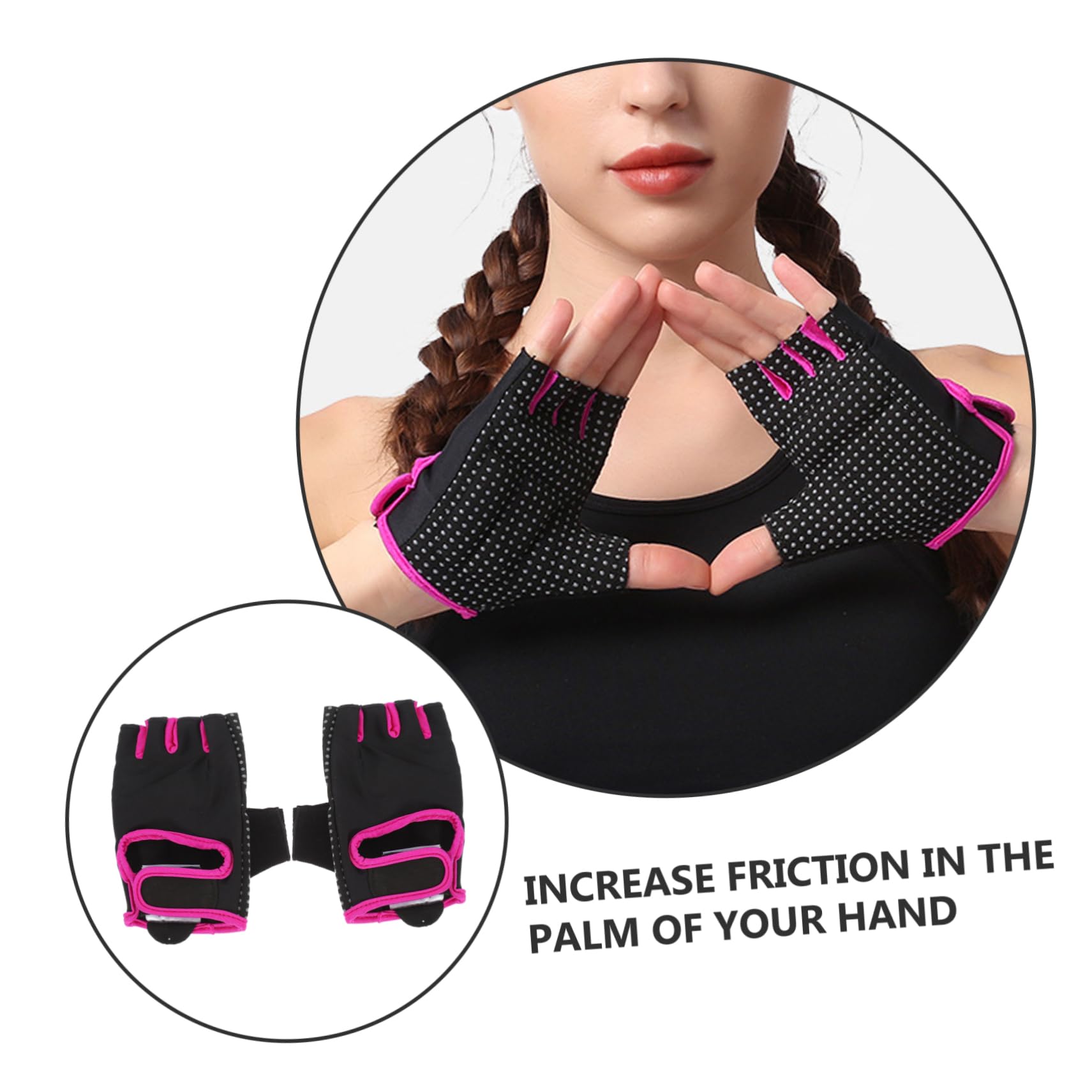 VANZACK 3pièces De Fitness Antidérapants pour Hommes Et Femmes De Yoga Et Exercice Demi-Doigts s Noir Et Rose pour Cyclisme La Randonnée Fitness