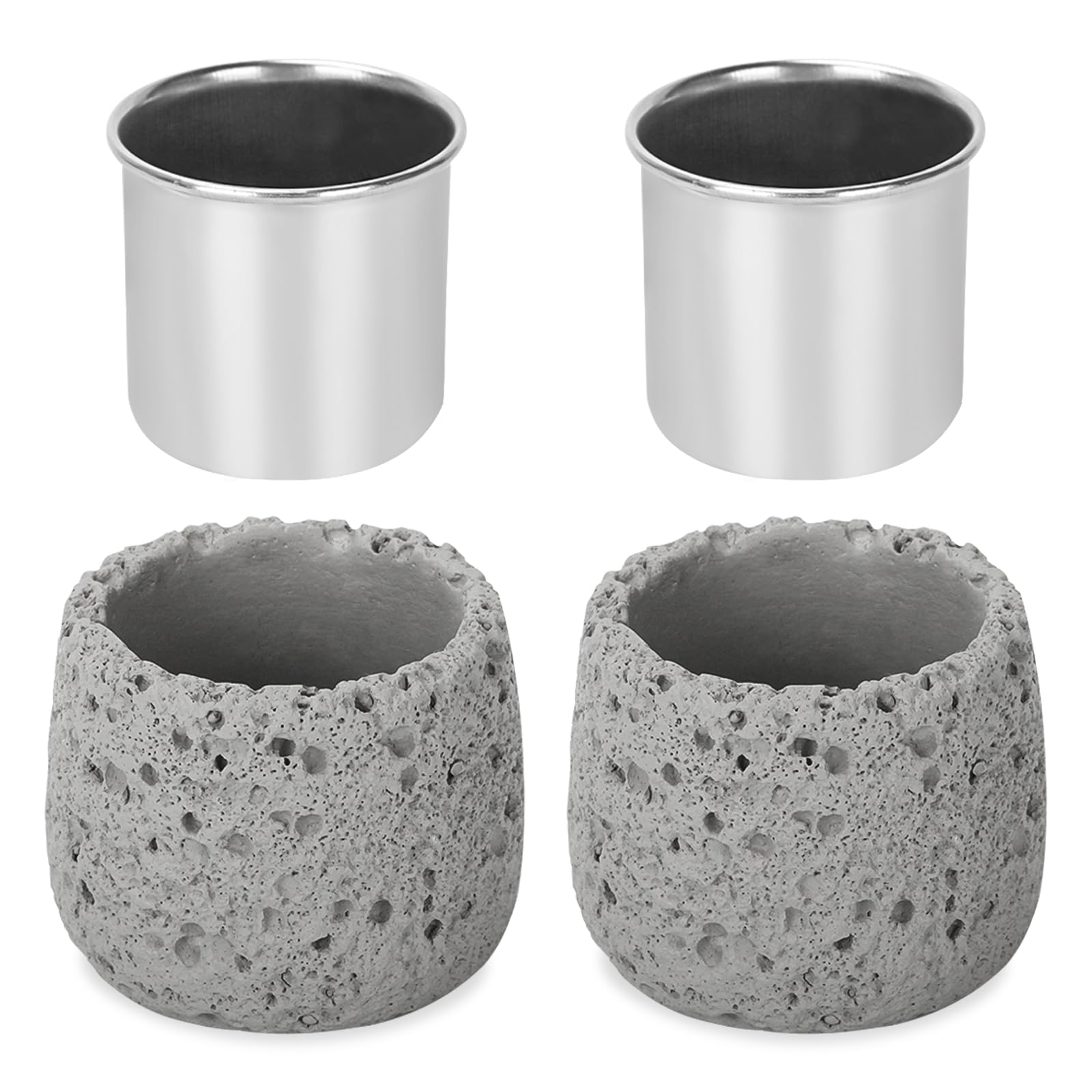 WEIGUZC 2 Pcs Sauna Aromatherapy Stone Cup, Aroma Fragrance Essential Oil Sauna Accessories for Spa, Essential Sauna Aromatherapy Oil Bowl Holder with 2 Stainless Steel Diffuser Cup (Grey)
