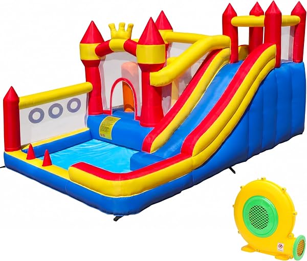 Liaakrr Bounce House, 8-in-1 Bounce House for Kids, Bouncy House with Slide, Climbing Wall, Ball Pit, Obstacles, Trampol