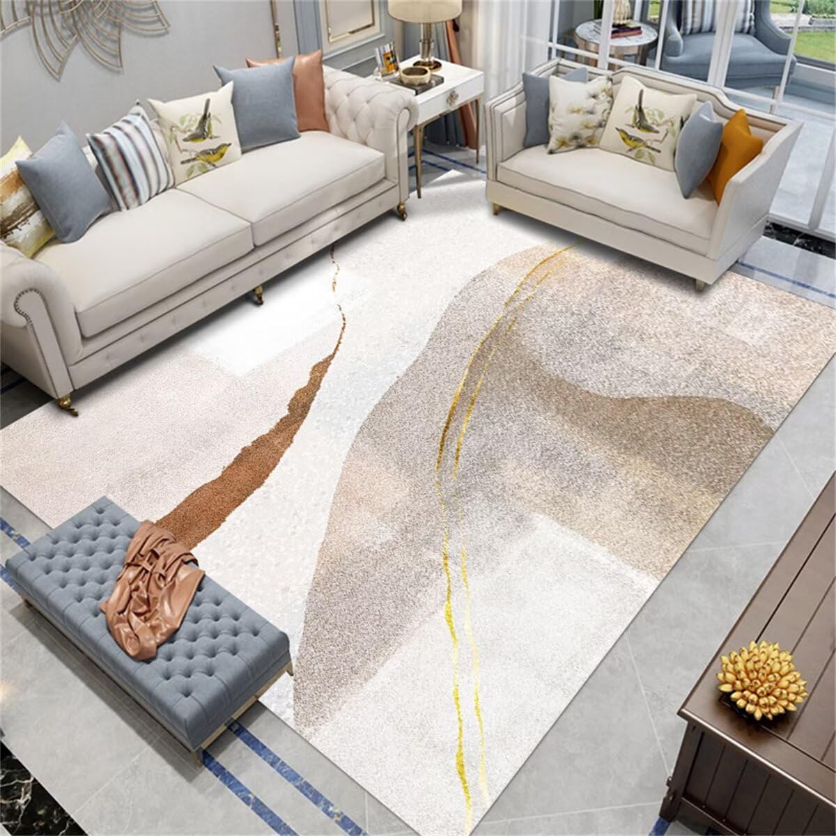 Tapis de sol gamer lavable gris fini la poussière sur le grand tapis salon