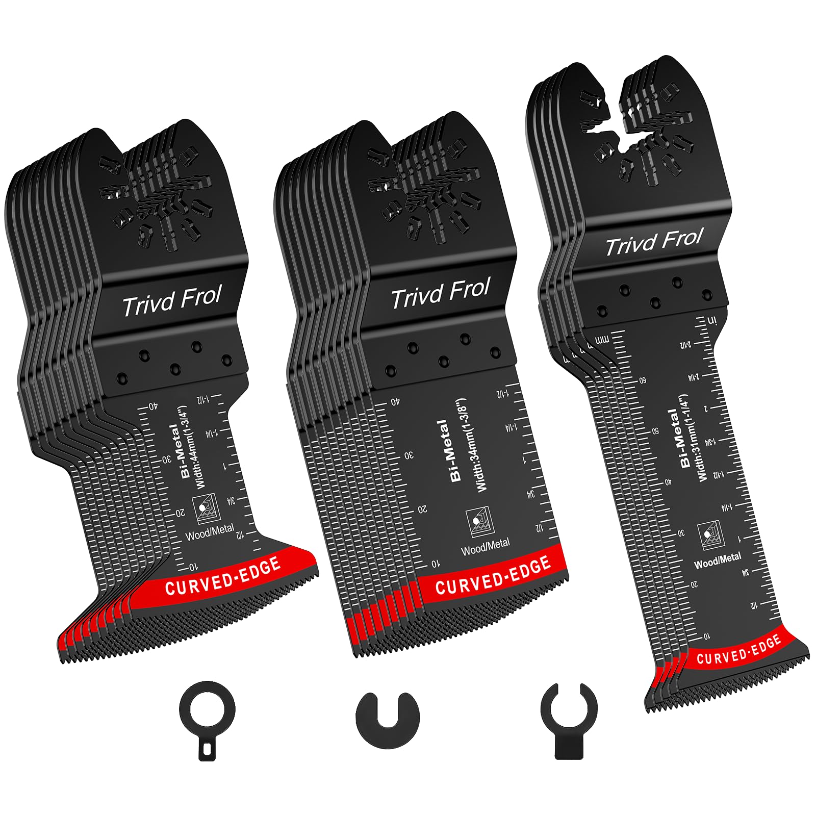 25 PCS Bi-Metal Oscillating Saw Blades, Professional Curved Edge Multitool Blades for Wood with Nails, Metal, Wood, Oscillating Tool Blades Compatible with Dewalt Milwaukee Bosch Ryobi