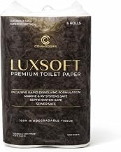 COMMODORE LUXSOFT Deluxe RV Toilet Paper (6 Rolls) - 3 Ply Premium Soft Quick Dissolving Septic Safe Marine 300 Sheets/Roll Boat Camper Bath Tissue Luxury Absorbent Comfort White | Quick Dissolving