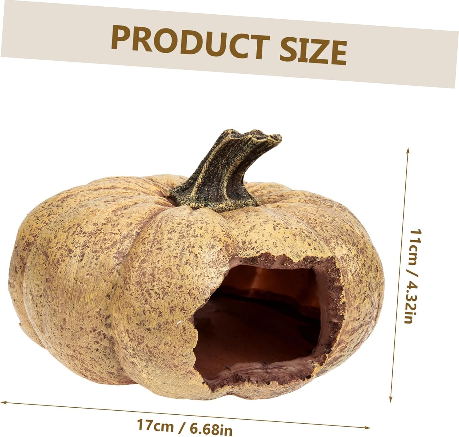 Garneck Decorative Pumpkin Reptile Hideout Premium Terrarium Decor for Lizards Turtles and Snakes Lightweight Realistic Cave for Reptile Habitats and Landscaping