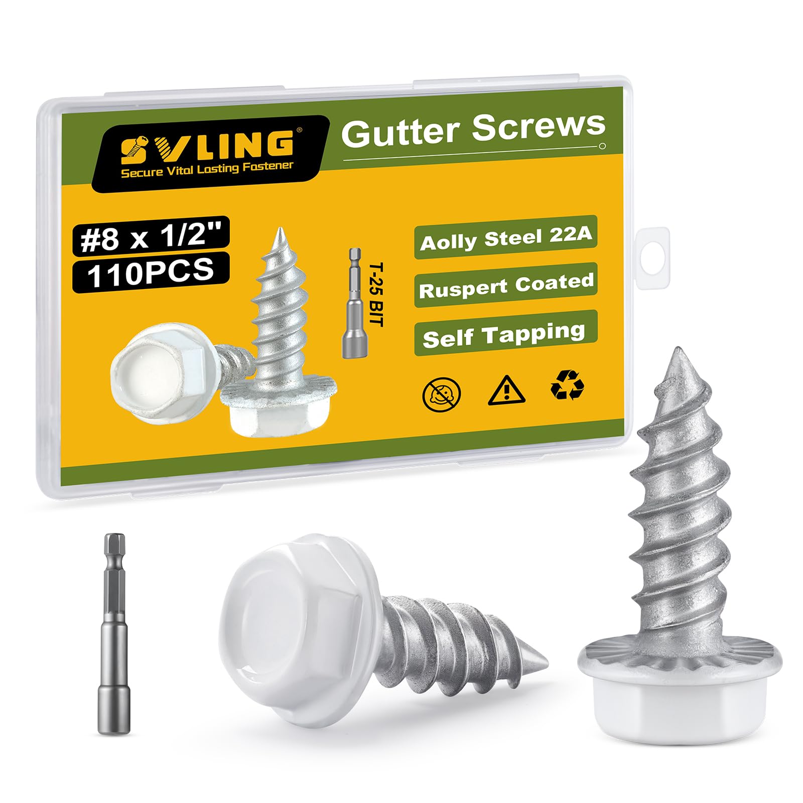 Stainless Steel Self-Tapping Screws - 110 Pack -10