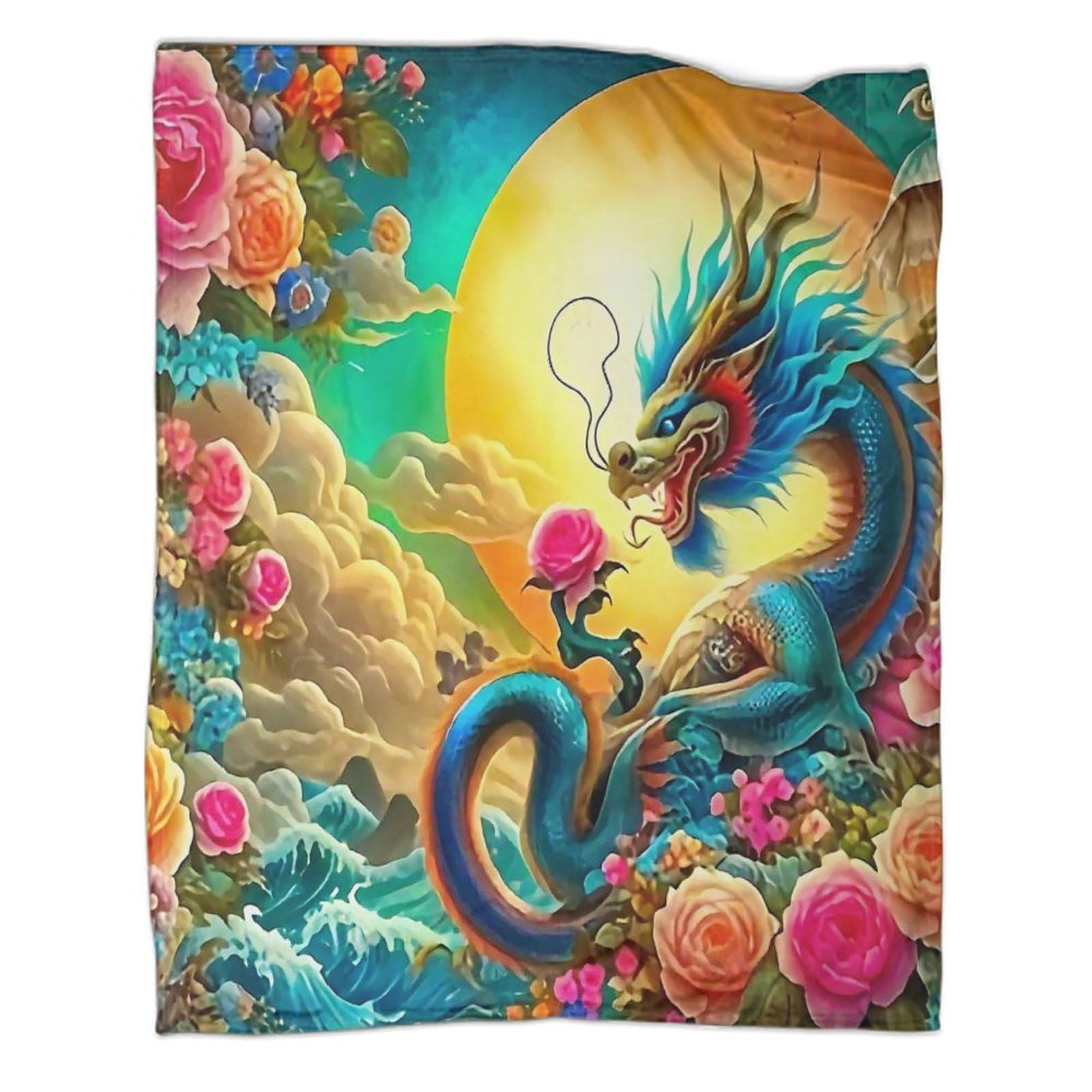 Couverture Dragon en flanelle 3D 150x200cm pour lit d'enfant
