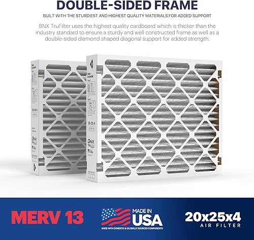 Miniatura 318 de BNX TruFilter MERV 13 - Filtro de aire para horno de CA de 20 x 20 x 1 pulgadas (paquete de 4) - Fabricado en Estados Unidos - Filtros de aire