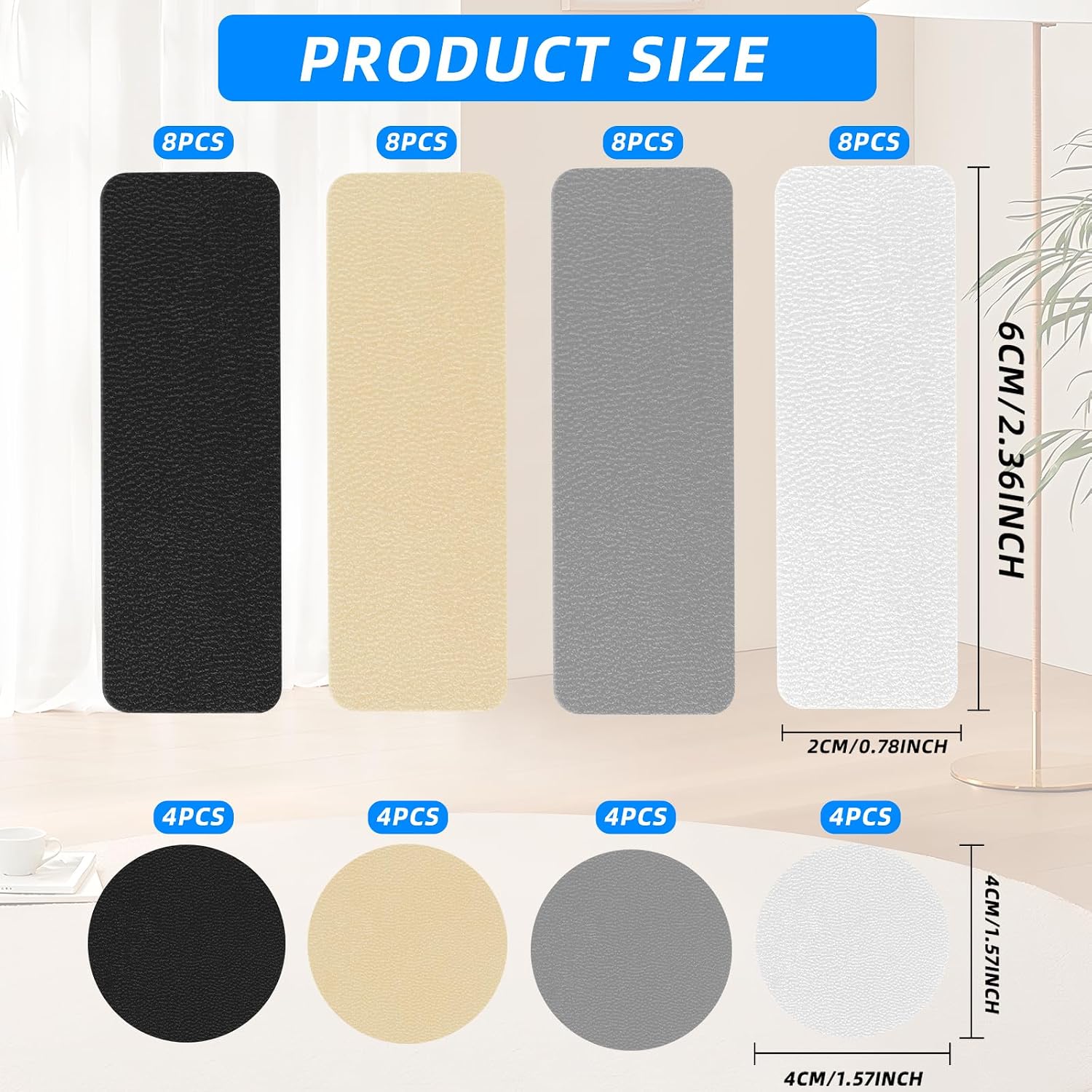 48 Pcs Shoe Repair Patches for Holes - 4 Colors Self Adhesive Leather & Mesh Shoe Repair Patches, Rectangular Circle Shape Shoes Repair Patch for Sneakers Tennis Shoes Prevention Toe Heel Repair