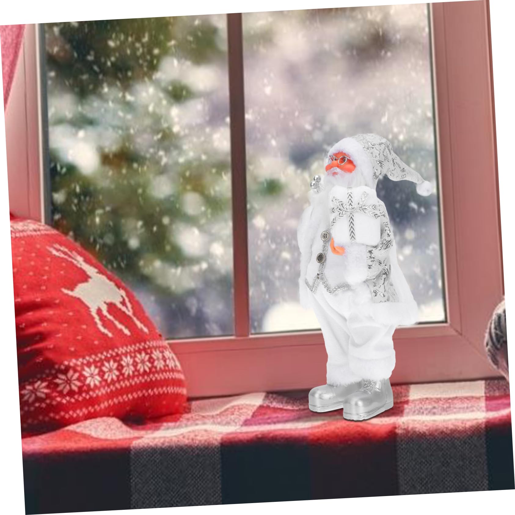 Amosfun 2 Pz Babbo Natale decorazione del di natale decorazione di statuine natalizie christmas party albero natale statua per natale ornamento artigianale in resina cotone