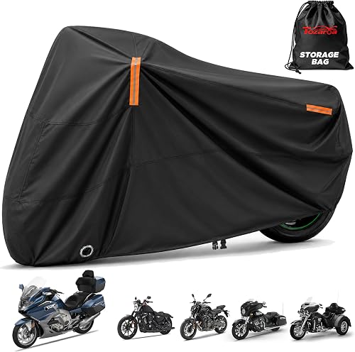 Tozaroa Motorcycle Cover Waterproof Outdoor Heavy Duty All-Weather UV Protection