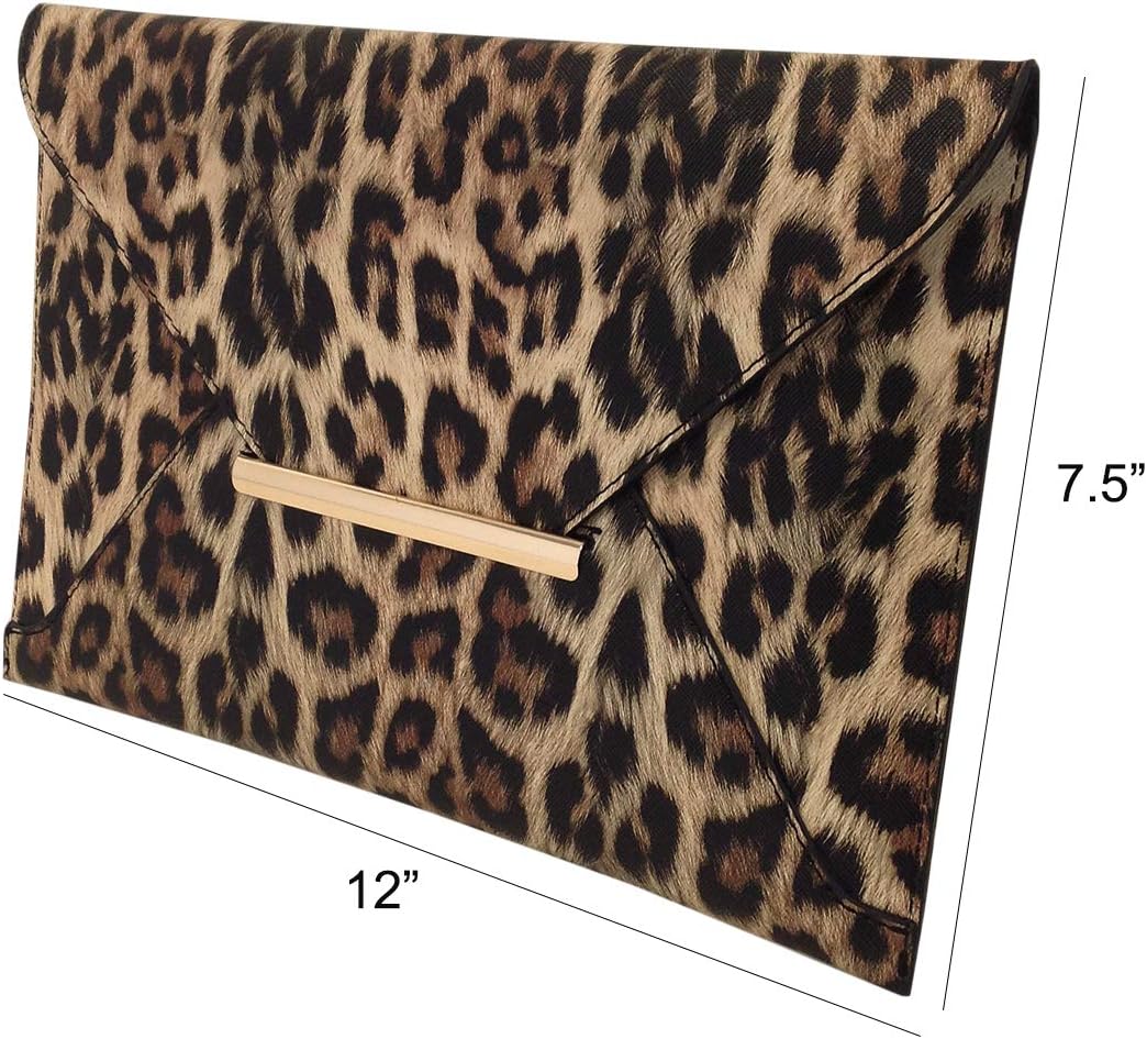 JNB Synthetic Leather Flat Envelope Leopard Print Clutch - Image 3