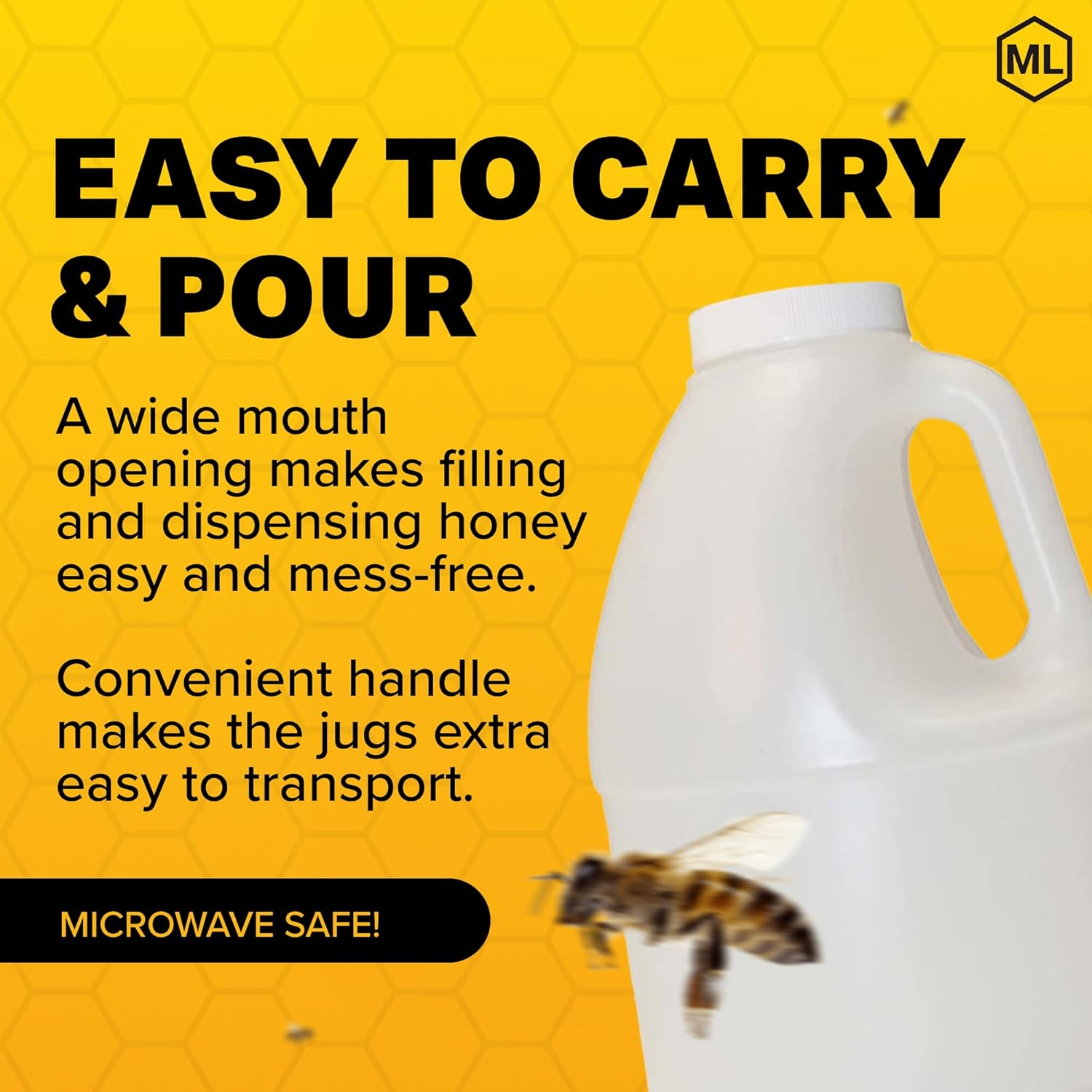 Mann Lake Yard Rent Jugs, Durable & Microwave-Safe, Ideal for Beekeeper Land Sponsors, 6-Pack, 6 lb