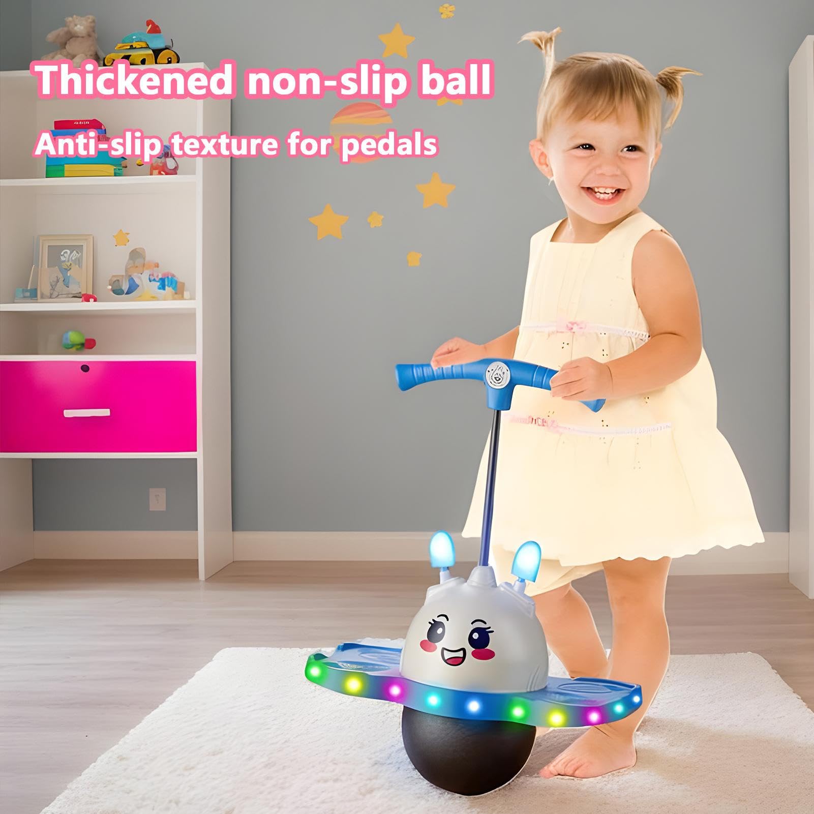 Hüpfball mit Griff, leuchtend, interaktives Spielzeug | Kinder Hüpf- und Springball für aktives für Frauen, Männer, Mädchen, drinnen draußen Garten Zuhause Schule