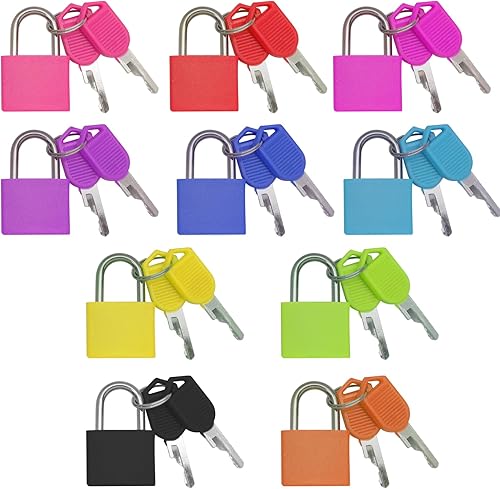 Bonsicoky Paquete de 10 candados para maleta con llaves, candados metálicos multicolor para equipaje, mini candados con llave para maleta, mochila,