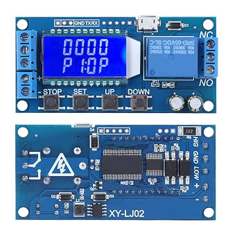 Oumefar Timer Delay Relay XY-LJ02 Cycle Trigger Delay Timer Switch Circuit Electronic Relay Module with LCD Display, 12V Timer Relay Delay Controller Module Support Micro USB 5V Input