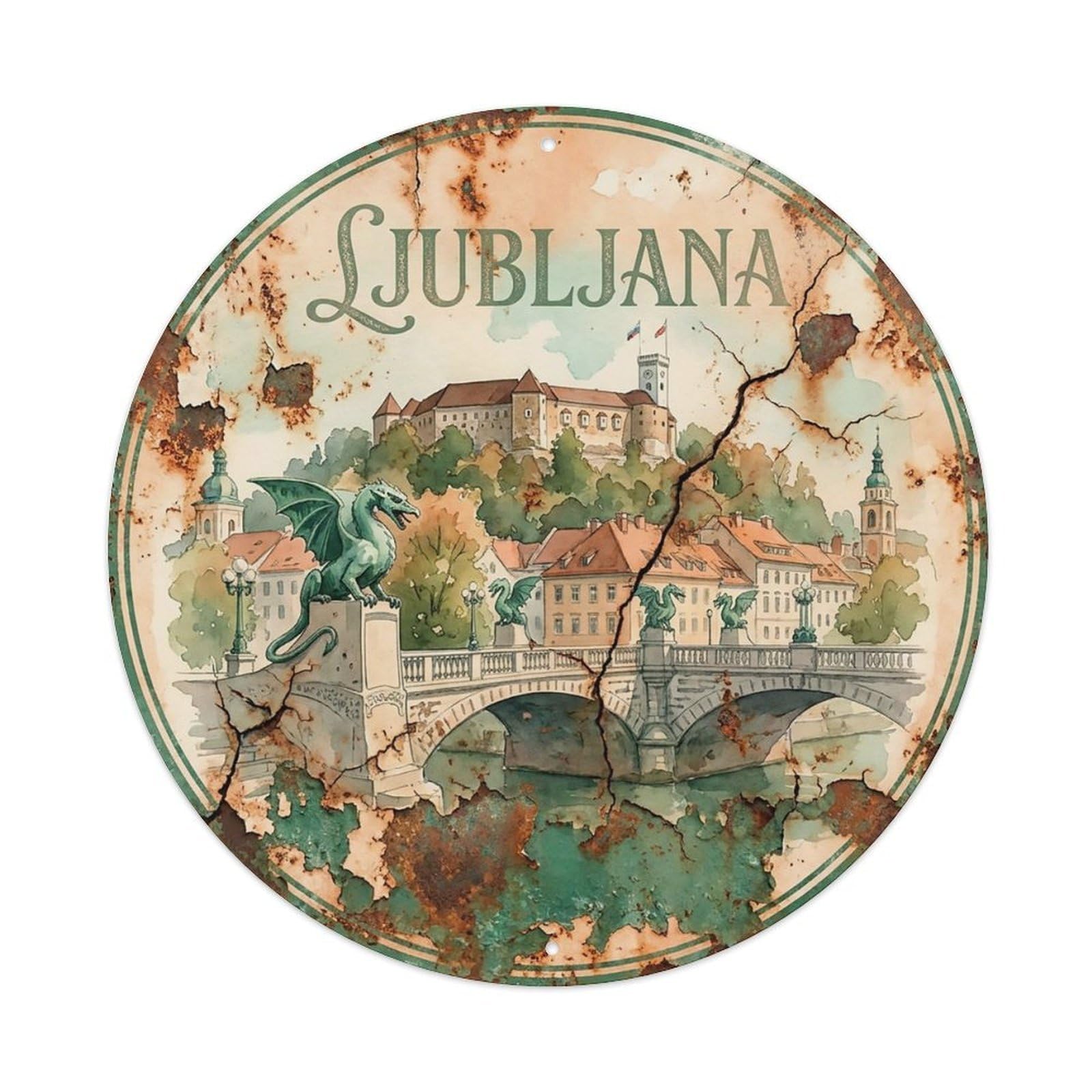 Vintage Travel Slovenia Ljubljana（1） Metal Tin Sign