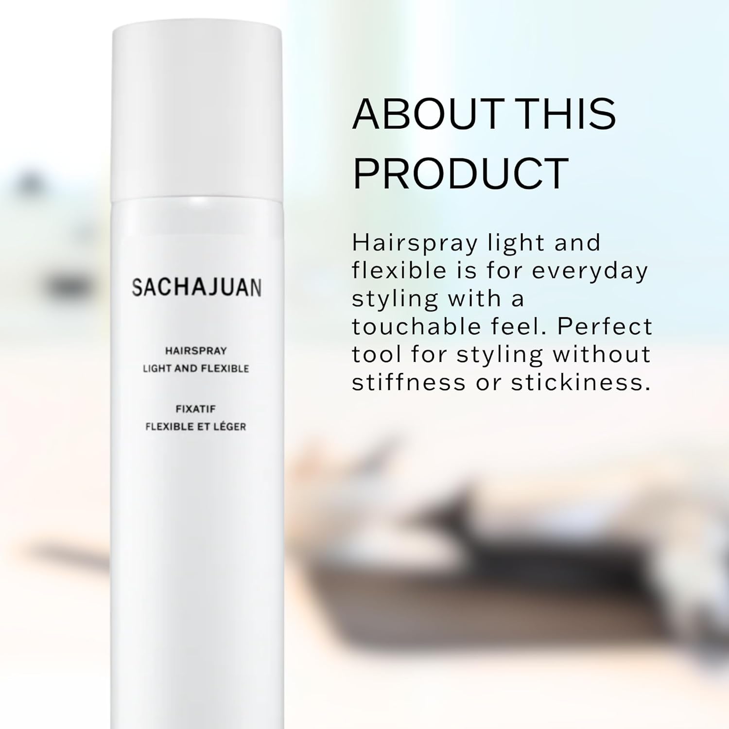 SACHAJUAN Hairspray Light & Flexible | Lightweight Finishing Spray | Soft Hold, Natural Movement & Bounce | Brushable Control for All Hair Types | Vegan & Paraben-Free | 6.8 fl oz