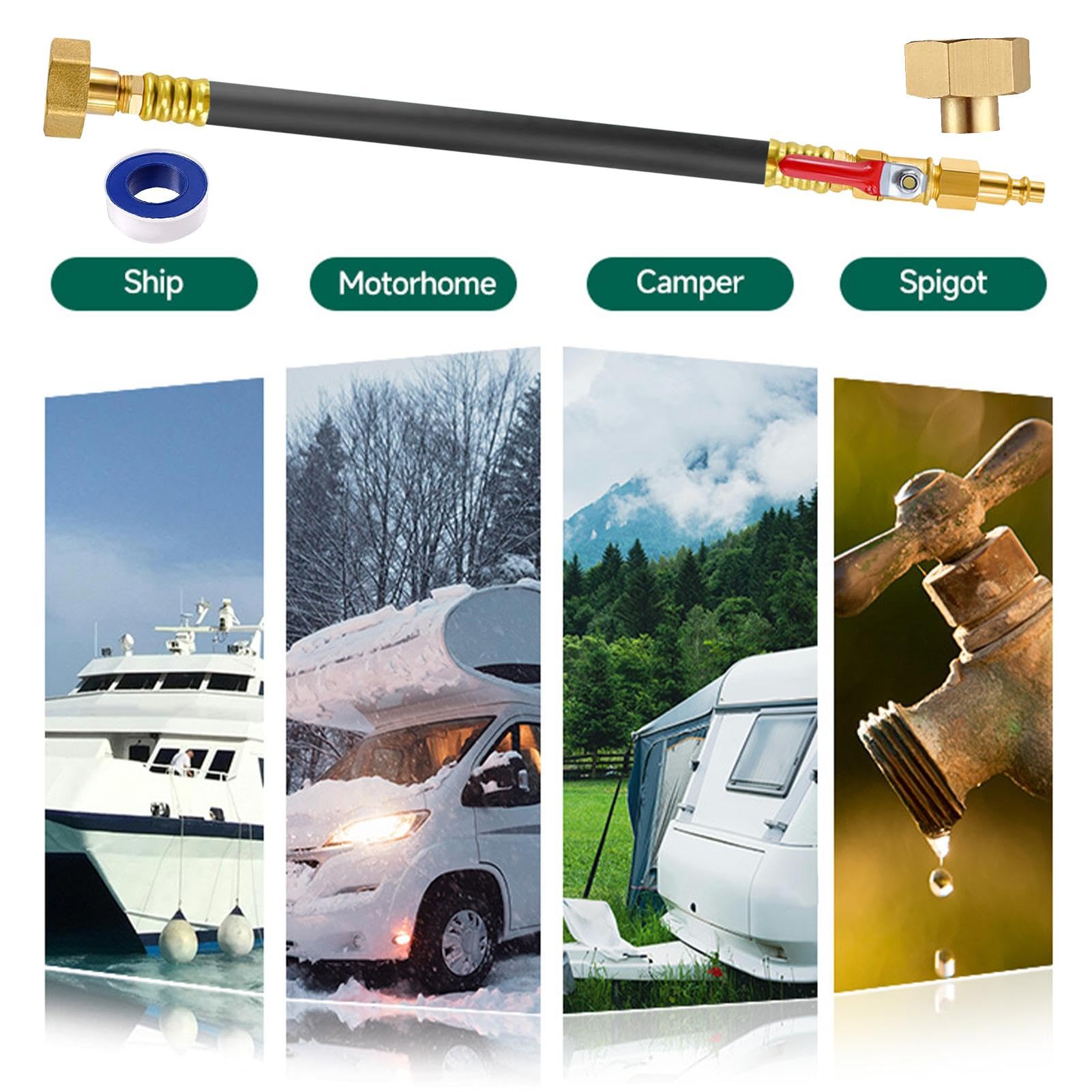 Jusen Wohnmobil Frostschutz-Set – Mit Sprinkler-Adapter, Absperrventil & Luftkompressor-Anschluss