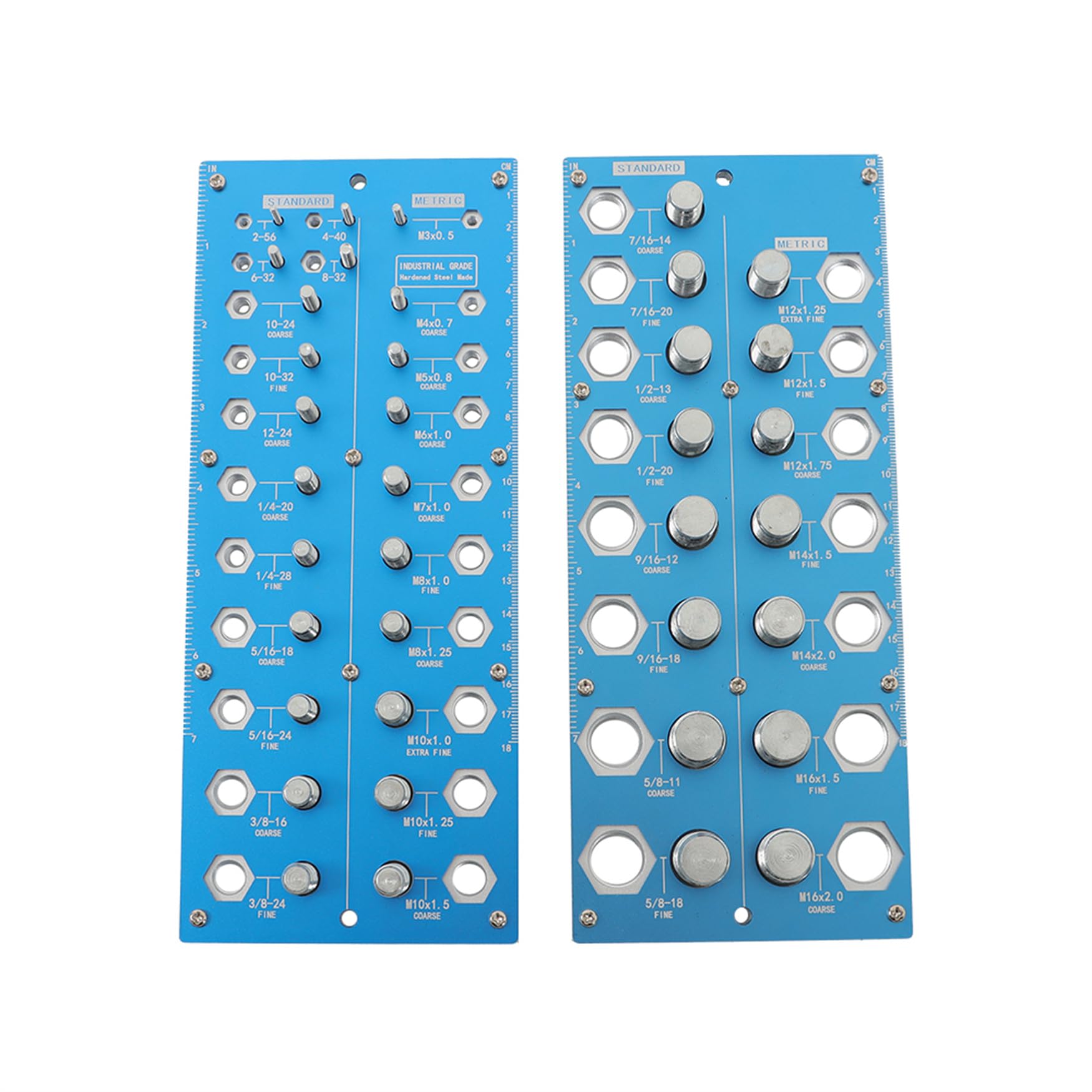 WFLNHB 38PCS Nut and Bolt Thread Checkers are Divided Into 17 Metric and 21 Inch Fit for Application Technicians Installers Maintenance Staff