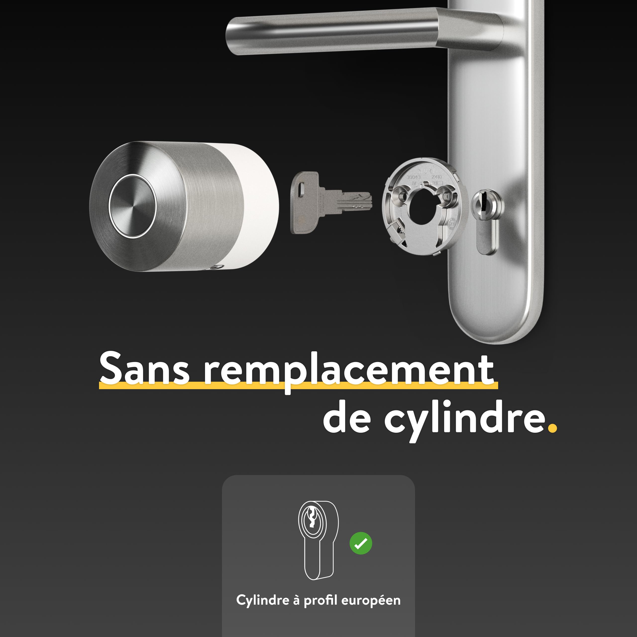 Nuki Smart Lock Pro avec Bluetooth, WiFi & Matter, Intégration maison connectée facile, Serrure électronique pour verrouillage distant, facile à installer en rétrofit sans changer de cylindre