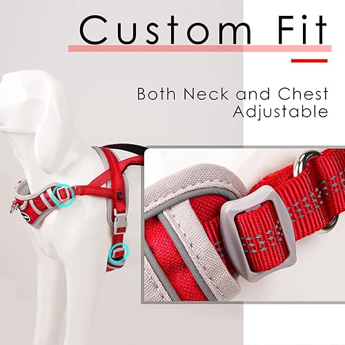 Miniatura 8 de ADVENTUREMORE Arnés para perros grandes, antitirones, arnés deportivo tipo halter reflectante transpirable chaleco para perro a prueba de escapes