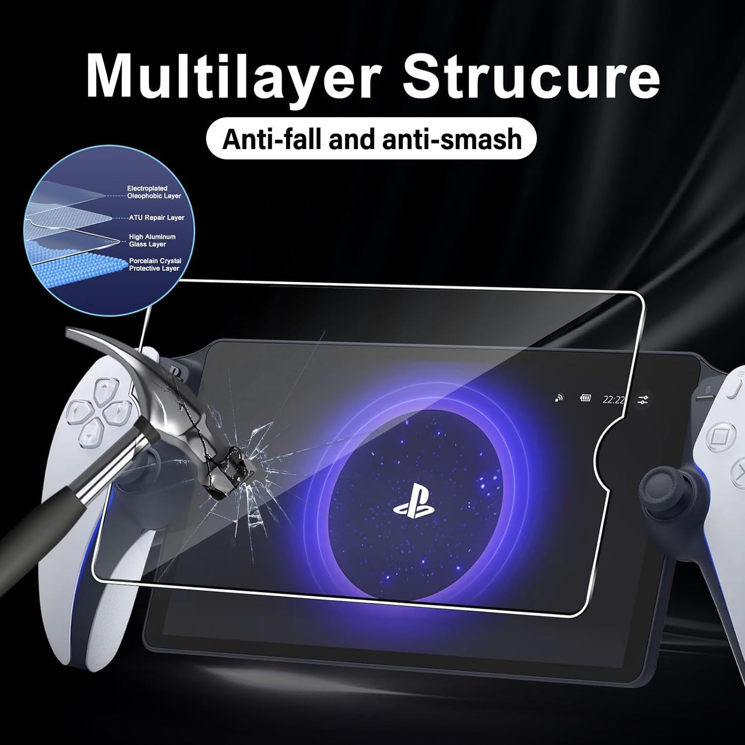 IBETEK 3 Protector de Pantalla Vidrio Templado para Sony PS5 PlayStation Portal, Dureza 9H, Resistente a Arañazos y Huellas Dactilares - 2