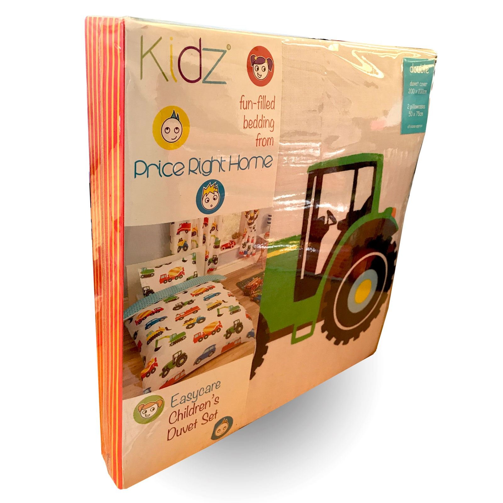 PriceRightHome, set copripiumino e federa per letto matrimoniale, motivo con camion e mezzi di trasporto