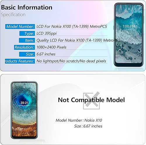 Miniatura 3 de YWLRONG Pantalla LCD para Nokia X100 TA-1399 MetroPCS Reemplazo de pantalla táctil Pantalla LCD Digitalizador Asamblea para Nokia X100 TA-1399