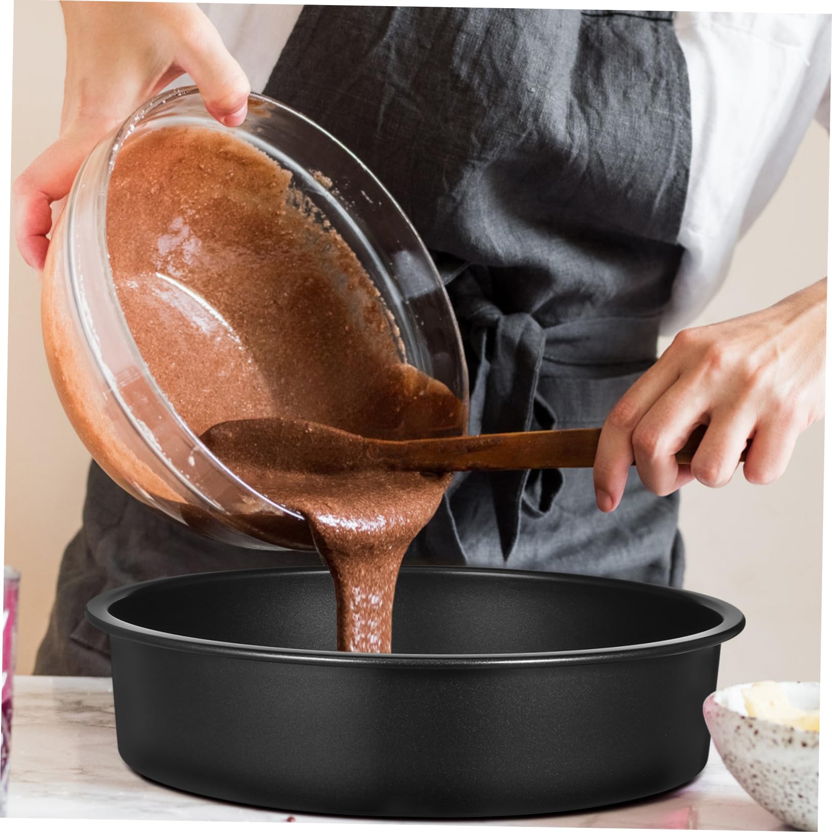 Alipis 3pièces Moules à Gâteaux Ronds Antiadhésifs Acier Avec Papier Sulfurisé Inclus Pour Cuisson De Gâteaux