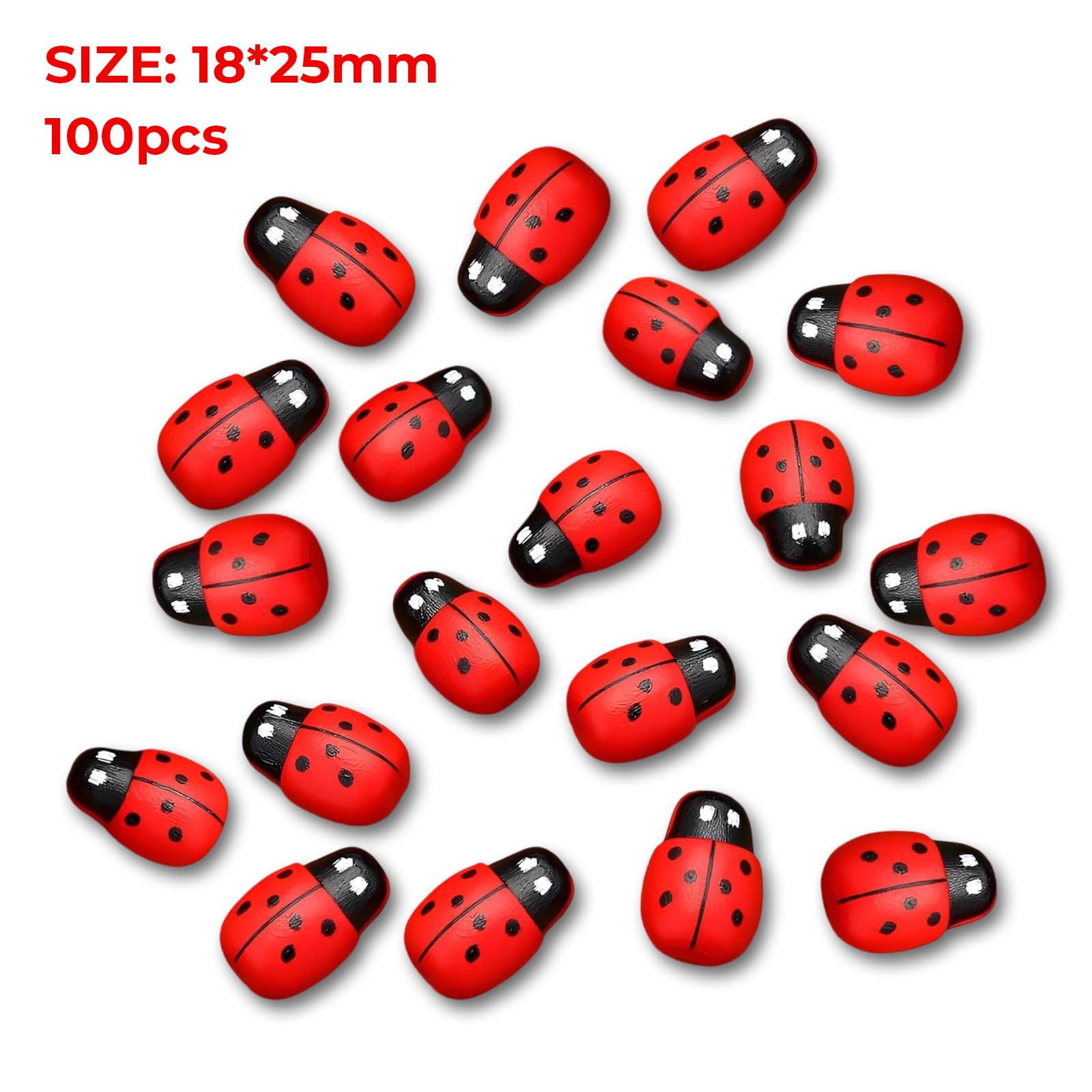 Mini Coccinelle en Bois,100 Pièces Coccinelle Adhésive,Petits Scarabées en Bois,Coccinelle Decoration pour DIY Artisanat Décoration Scrapbooking 9 * 12MM