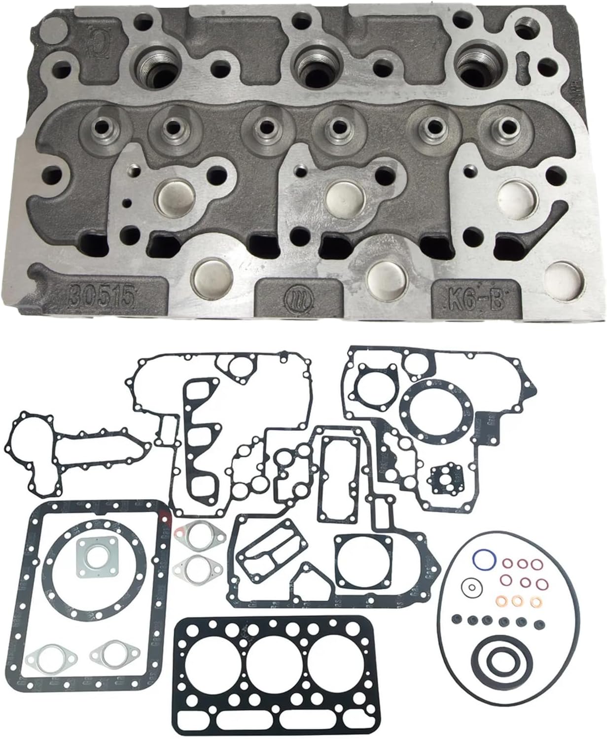 Cylinder Head Compatible for Kubota D1402 Engine (Bare Cylinder Head, Type A: with hole)
