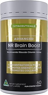 NR Brain Boost Nicotinamide Riboside Chloride | NAD+ Booster | Supports Cognitive Performance | Energy Levels | Collagen Formation | 300mg Per Vegetarian Capsule. 60 Day Supply | Australian Made | 60 Capsules