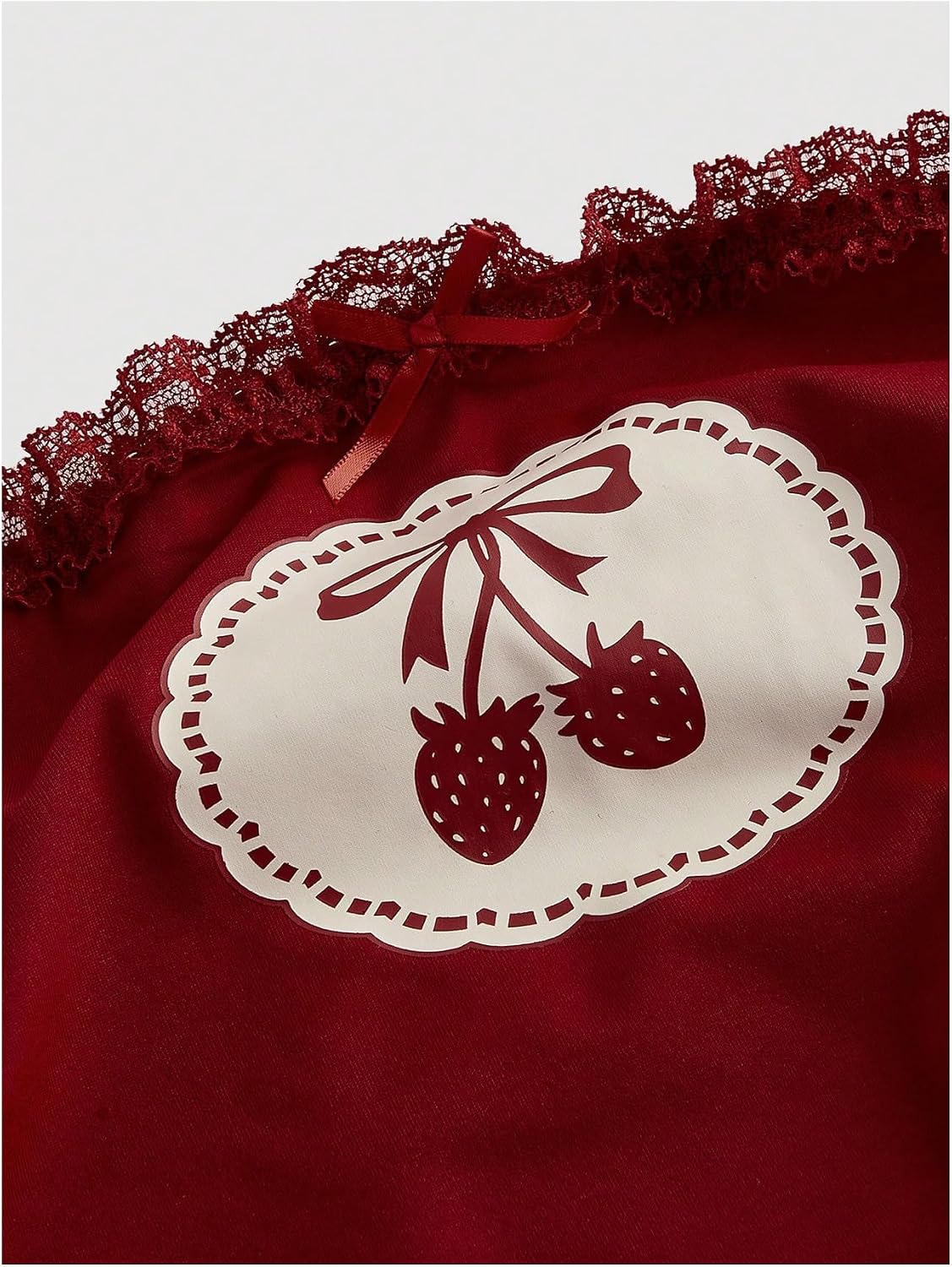 GORGLITTER Women's Strapless Tube Crop Tops Cute Strawberry Lace Sleeveless Bandeau Cami Tank Going Out Tops