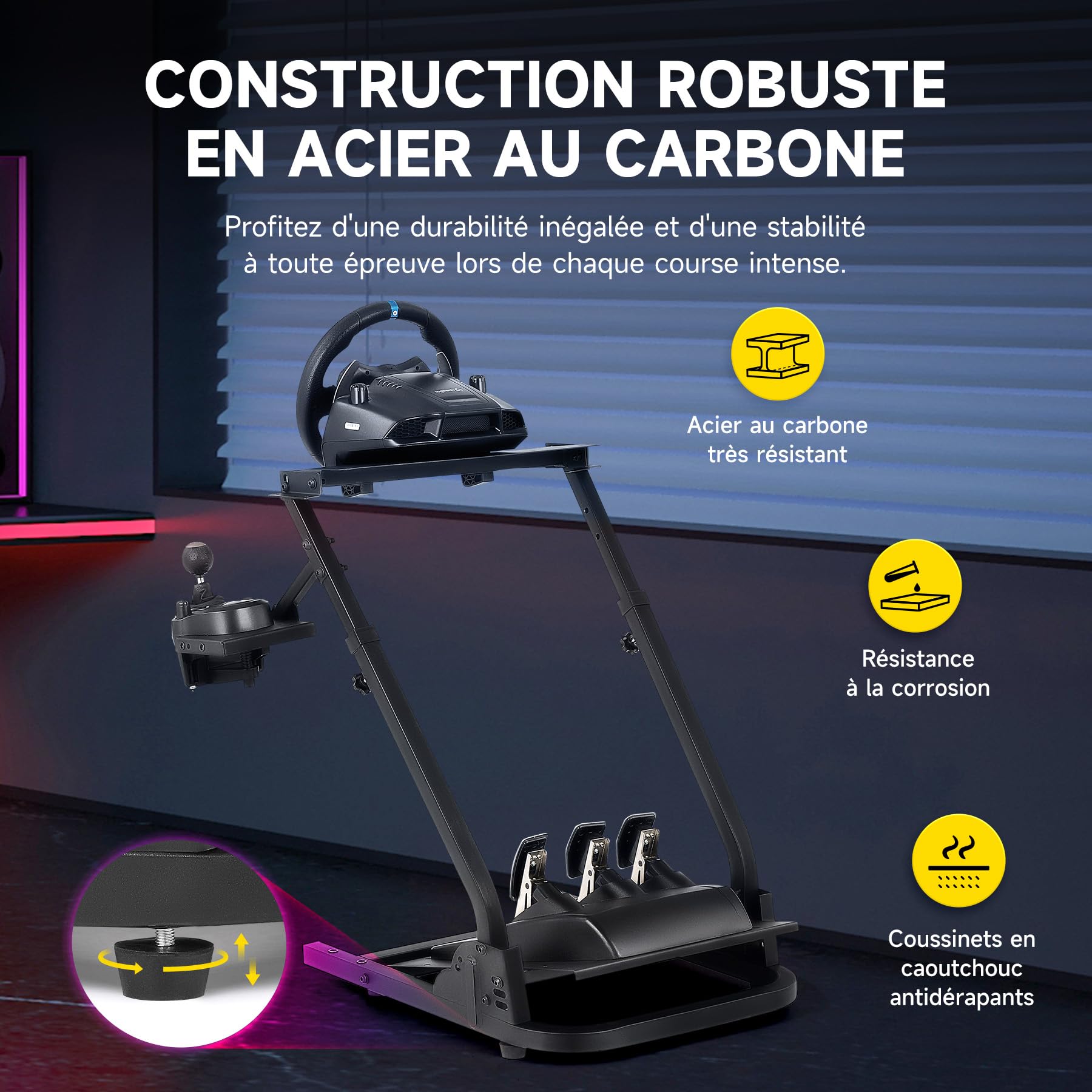 CO-Z Support de Volant Pliable pour Logitech G25, G27, G29, G920, Thrustmaster T80, T150, TX, etc. Support Volant PS3 PS4 Hauteur Réglable sans Pédales ni Volant