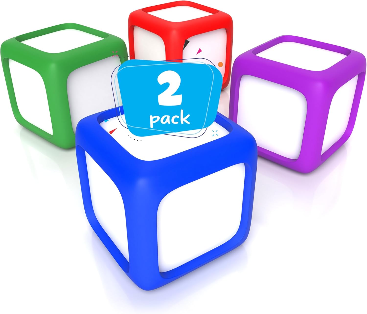 Set of 8 Dry Erase Dice 2x2 inches Multipurpose Colorful Write On Wipe Off Dry Erase Blocks Blank Dice to Draw Letters Numbers and Much More Educational Classroom Supplies for Kids